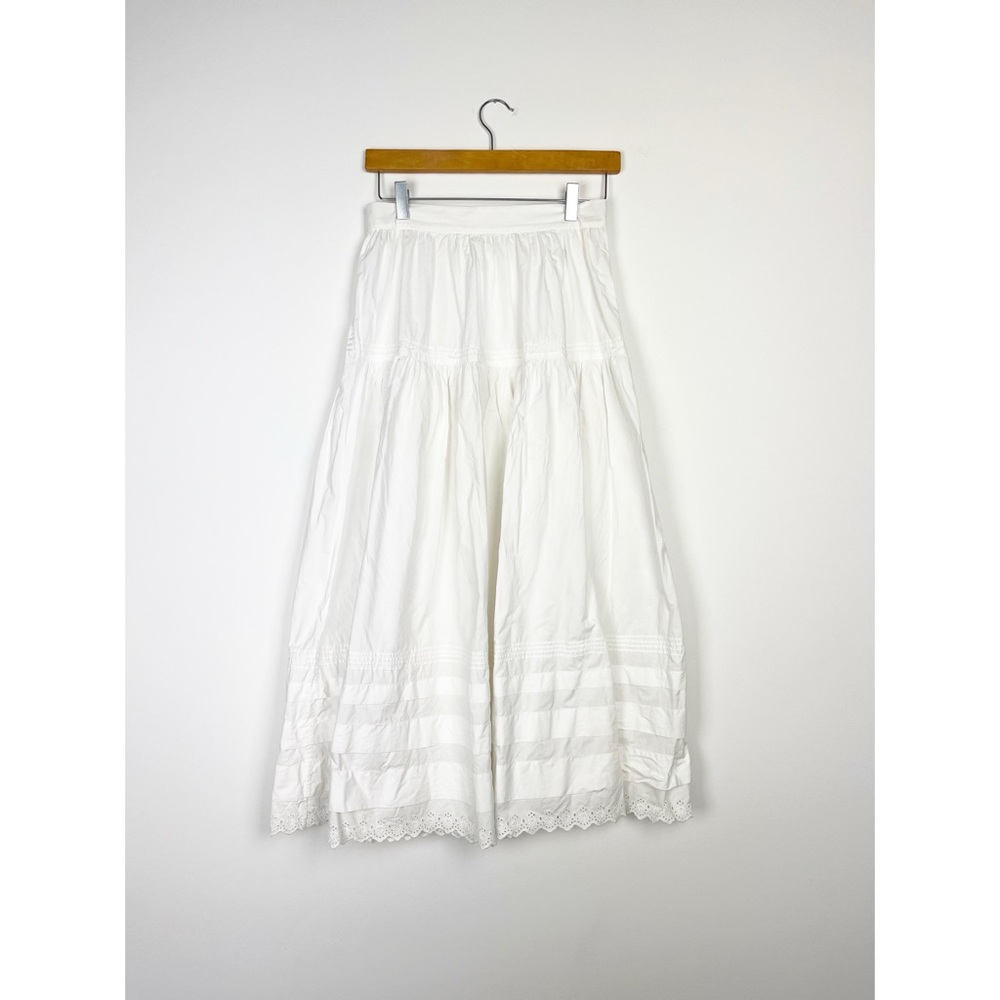 Doen White Salt Sebastiane Tiered Midi Maxi cotton petticoat S small Skirt - Picture 2 of 8